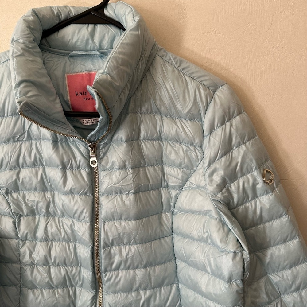 Kate Spade Packable Down Jacket Frosty Sky Blue - Picture 2 of 14
